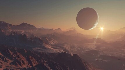 Exoplanets in space view from a mountain. national asteroid day