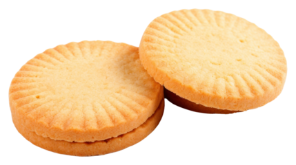 PNG Three round shortbread biscuits cookie food white background.