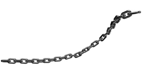 Dark silver chain isolated on a transparent background. 3D render of chromed metal.
