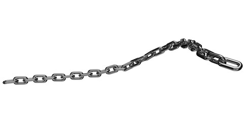 Silver chain isolated on a transparent background. 3D render of chromed metal.
