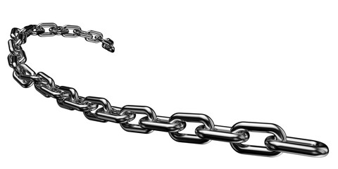 Dark silver chain isolated on a transparent background. 3D render of chromed metal.
