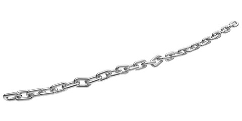 Silver chain isolated on a transparent background. 3D render of chromed metal.
