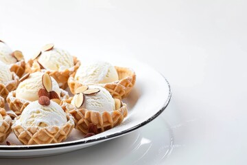 Golden Almond Cookie Bowls with Vanilla Ice Cream and Chocolate Drizzle