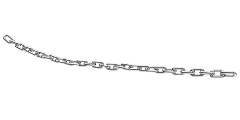 Silver chain isolated on a transparent background. 3D render of chromed metal.
