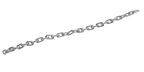 Silver chain isolated on a transparent background. 3D render of chromed metal.
