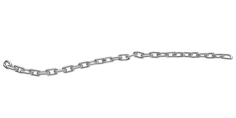 Silver chain isolated on a transparent background. 3D render of chromed metal.
