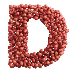 Alphabet made of pomegranate fruit, letter D