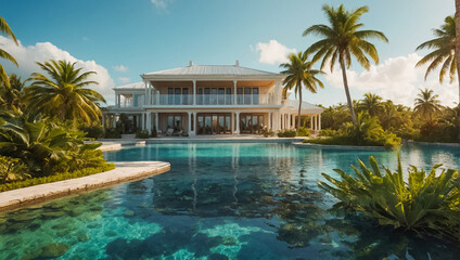 Fototapeta premium Stunning bungalow on the Bahamas islands water