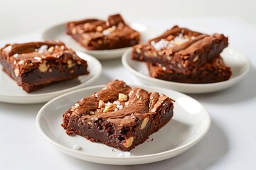 Fototapeta na wymiar Mouthwatering Almond Butter Brownies with Decadent Topping