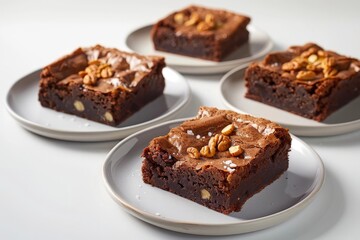 Irresistible Almond Butter Brownies on White Plate