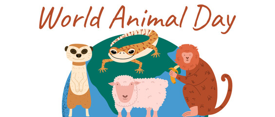 World Animal Day 4 October banner. Vector illustration.