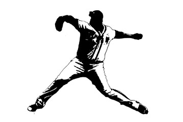 Naklejka premium straight vector image silhouette modern baseball exercises stretching, beauty, body line art. For use as a brochure template or for use in web design.