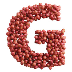 Alphabet made of pomegranate fruit, letter G