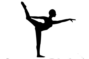 straight vector image silhouette modern yoga exercises stretching, beauty, body line art. For use as a brochure template or for use in web design.