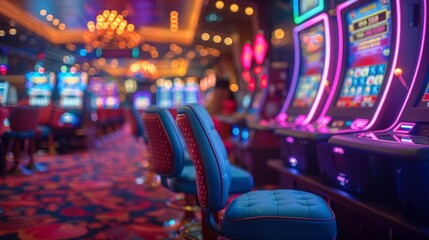 Vibrant casino slot machines with colorful lights