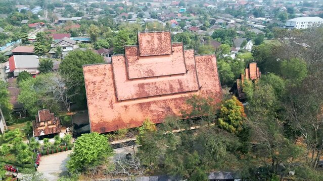 Baan Dam Museum from drone, Buddhist temple in Thailand, Thailand from the air
