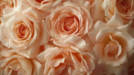 Peach roses blooming side by side, their gentle curves and soft petals forming a captivating display of natural elegance