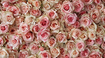 Blush pink roses tightly arranged, each petal forming spirals that blend together in a captivating floral design