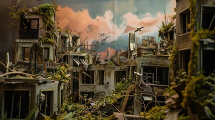 Handcrafted Paper Art of Post-Apocalyptic Urban Scene