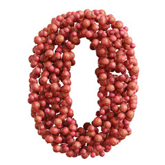 Alphabet made of pomegranate fruit, number 0