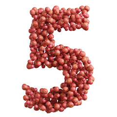 Alphabet made of pomegranate fruit, number 5