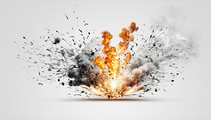 explosion of fire flashes and nines of smoke