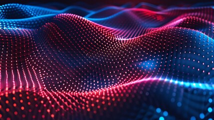 Dynamic Abstract Blue and Red LED Waves - Concept of Digital Innovation