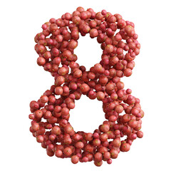 Alphabet made of pomegranate fruit, number 8