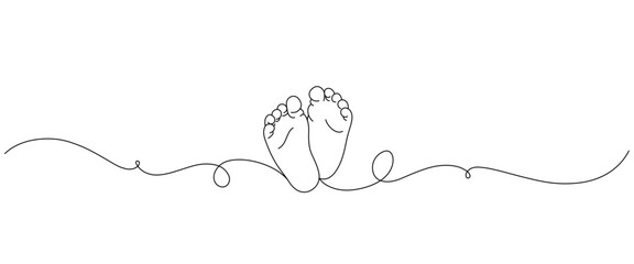 baby feet line art style. children's day elements.