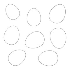 Easter eggs without decorations for coloring. Cute Easter Coloring Pages for Kids. Vector contour drawing