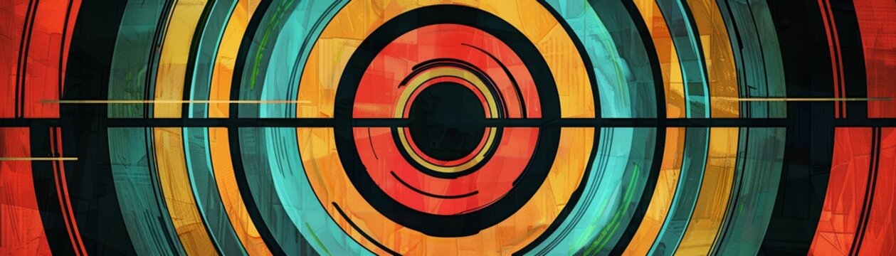 Pop art inspired image of a vintage sonar screen, bold colors showing the echo pattern, retro technology aesthetic