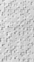 Seamless jigsaw puzzle wallpaper, pieces perfectly fit, subtle shadows on a pure white background, minimalist design