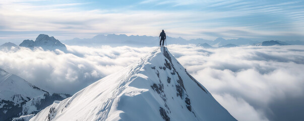 Imagine someone climbing a steep slope towards a mountain top, aiming for success. They're pushing their limits, embracing growth mindset and staying motivated