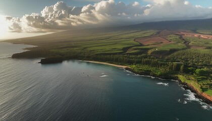 this is a three image aerial panoramic of stunning kapalua bay on the hawaiian island of maui