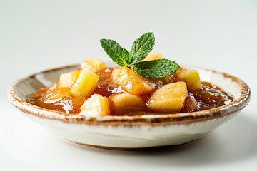 Rustic Allspiced Apple Butter with Aromatic Spices and Fresh Mint