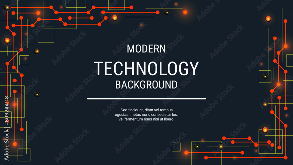 Wall mural Modern technology style vector background. Design for presentation, slideshow, landing page, flyer, banner, card, booklet