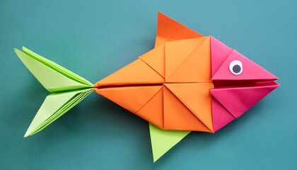 colorful fish origami paper art illustration