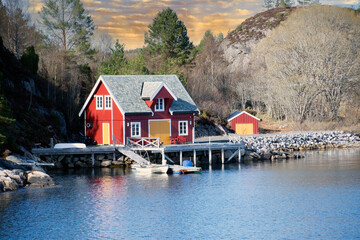 Boathouse on coastal Norway.