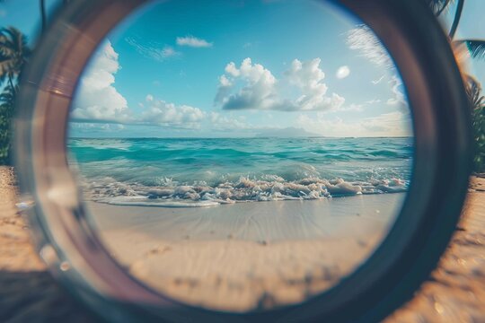 view through the photo lens of the ocean and beach