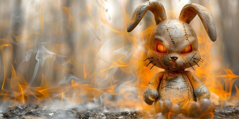 An Adorable Yet Sinister Bunny Toy. Concept Creepy Bunny Toy, Sinister Stuffed Animal, Disturbing Doll, Eerie Children's Toy, Adorable Yet Menacing