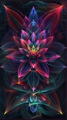Fototapeta premium Vibrant digital artwork of a multicolored abstract flower