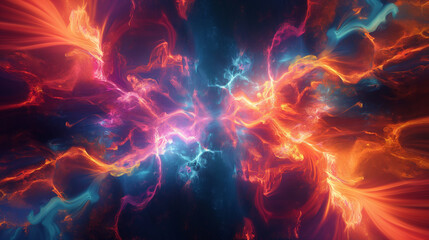 A colorful explosion of fire and light in space