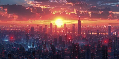 Obraz premium The cutting-edge telecommunications hub enhances connectivity in a tech-savvy global city with extensive digital integration.