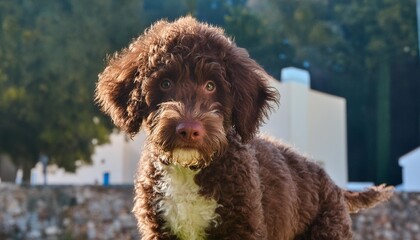 puppy lagotto romagnolo posing wonderfully for the picture