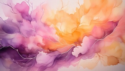 watercolor background purple magenta pink peach coral orange yellow beige white watercolor