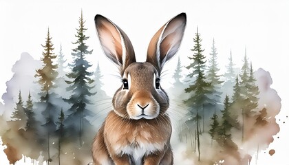 watercolor rabbit illustration on white background