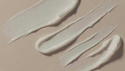 pattern cosmetic smears of creamy texture on a pastel beige background