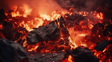 Captivating Scene of Nature's Fury and Beauty - Volcanic Eruption with Lava Flow