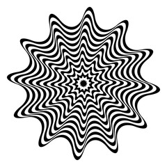 Abstract Wavy Lines Circle Op Art Pattern. 