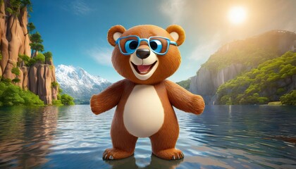 funny 3d bear character